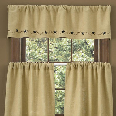Primitive Burlap Star Valance Park designs - The Fox Decor